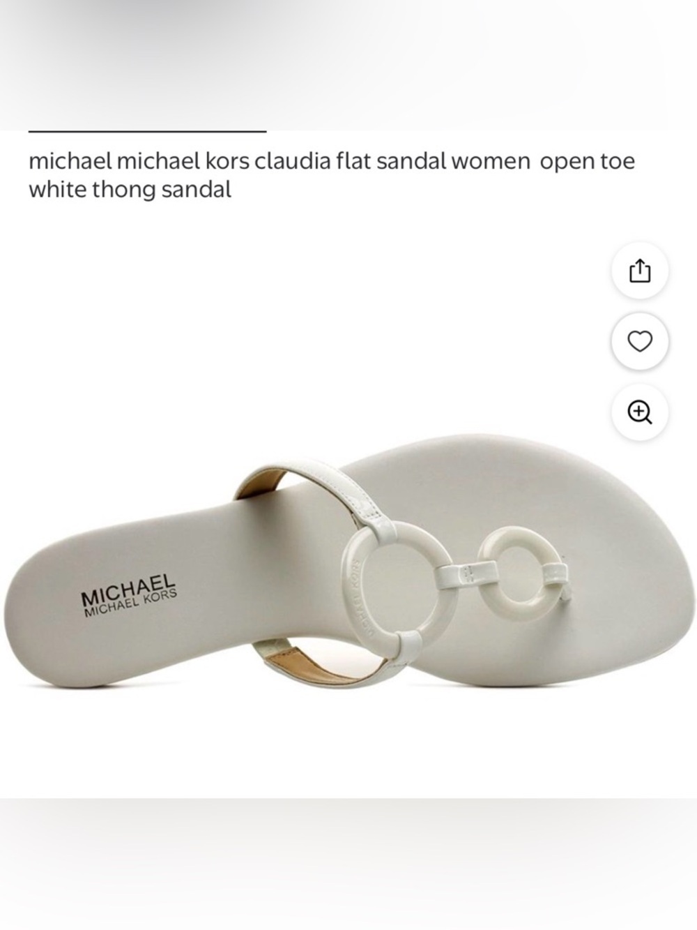 Michael Kors White Claudia Ring-Detail Thong Sandal NWT no box
